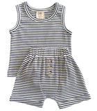 Black Stripe / Organic Ribbed Tank & Short Set