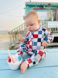 USA Checkers Zipper Convertible Romper- FINAL SALE