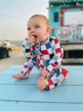 USA Checkers Zipper Convertible Romper- FINAL SALE