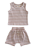 Tan Stripe / Organic Ribbed Tank & Short Set