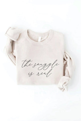 Women's 'The Snuggle Is Real' Sweatshirt- Heather Dust- FINAL SALE