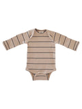 Tan/Black Stripe / Organic Ribbed Long Sleeve Bodysuit