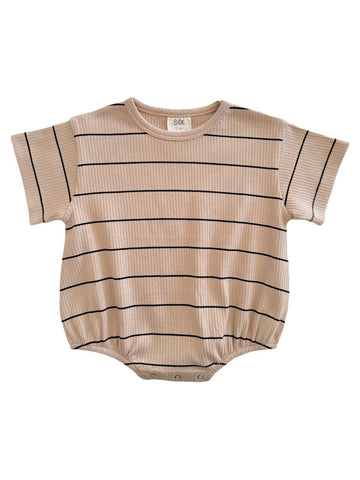 Tan/Black Stripe / Organic Ribbed T-Shirt Bubble