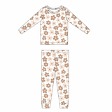 Sad Beige Daisy Two Piece Long Sleeve Pajama Set- FINAL SALE