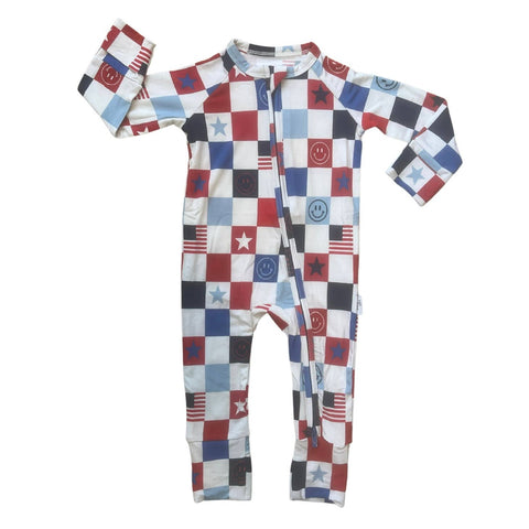 USA Checkers Zipper Convertible Romper- FINAL SALE