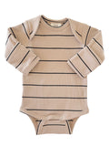 Tan/Black Stripe / Organic Ribbed Long Sleeve Bodysuit