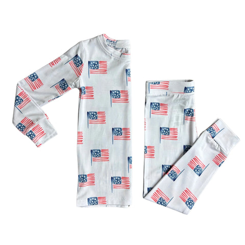 USA FLAG | Bamboo baby toddler long sleeve retro set- FINAL SALE