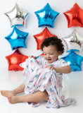 USA FLAG | Bamboo baby retro swaddle blanket- FINAL SALE