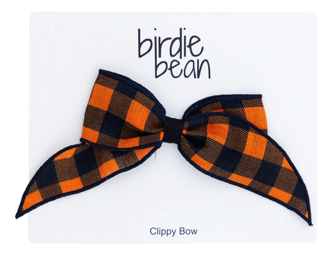 Orange/Black Buffalo Plaid Clippy Bow