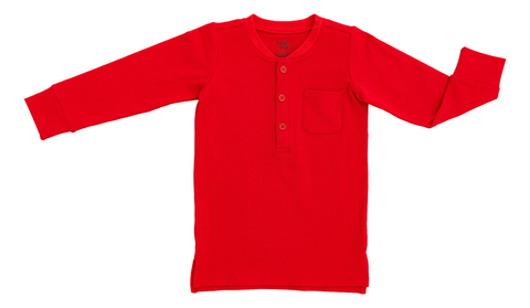 Red Henley Long Sleeve T-Shirt