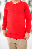 Red Henley Long Sleeve T-Shirt