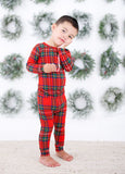 Tartan Plaid Two Piece Long Sleeve Pajama Set