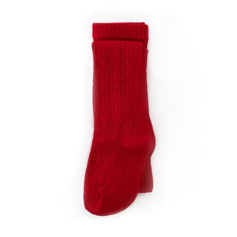 True Red Cable Knit Tights