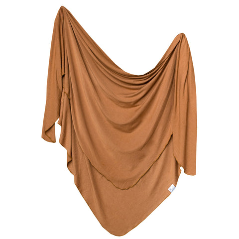 Copper Pearl Knit Swaddle Blanket- Camel