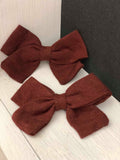 Small Linen Bow Piggy Sets on Clip- ALL colors