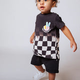 Short Rolled Sleeve Kids Tee- Check Your Groove