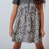 Short Sleeve Button Placket Dress- Wild Child