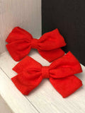 Small Linen Bow Piggy Sets on Clip- ALL colors