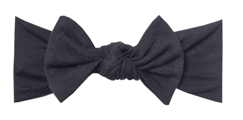 Copper Pearl Knit Headband Bow - Midnight