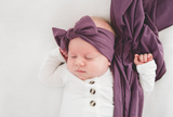 Copper Pearl Knit Headband Bow - Plum