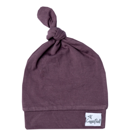 Copper Pearl Top Knot Hat in Plum