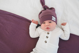 Copper Pearl Top Knot Hat in Plum