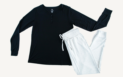 Women's Jogger Set- Black Top with Grey Bottoms- Final Sale