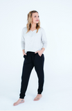 Women's Jogger Set- Grey Top with Black Bottoms- Final Sale