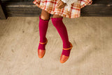 Berry Lace Top Knee Highs