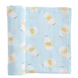 Muslin Blue Cookies and Milk Swaddle Blanket