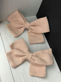 Small Linen Bow Piggy Sets on Clip- ALL colors