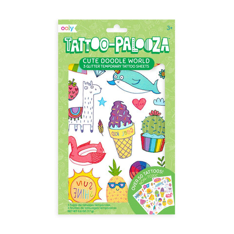 Tattoo Palooza Temporary Tattoo- Cute Doodle World