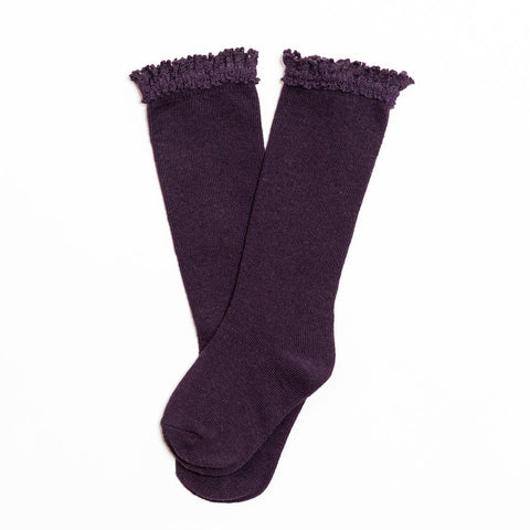 Eggplant Lace Top Knee Highs