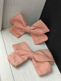 Small Linen Bow Piggy Sets on Clip- ALL colors