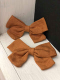 Small Linen Bow Piggy Sets on Clip- ALL colors