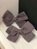 Small Linen Bow Piggy Sets on Clip- ALL colors