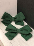 Small Linen Bow Piggy Sets on Clip- ALL colors