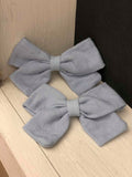 Small Linen Bow Piggy Sets on Clip- ALL colors