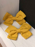 Small Linen Bow Piggy Sets on Clip- ALL colors