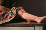 Peach Lace Top Knee Highs