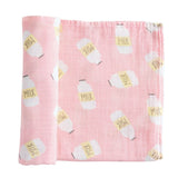 Muslin Pink Cookies and Milk Swaddle Blanket