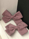 Small Linen Bow Piggy Sets on Clip- ALL colors