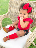 True Red Lace Top Knee Highs