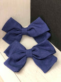 Small Linen Bow Piggy Sets on Clip- ALL colors