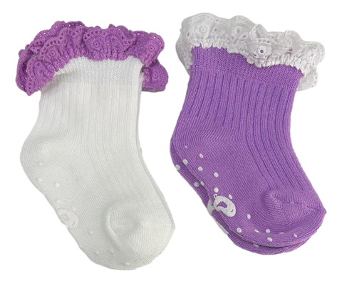 Birdie Bean Ruffle Socks- Orchid/White- Sale