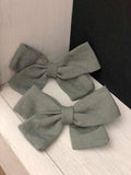 Small Linen Bow Piggy Sets on Clip- ALL colors