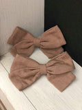 Small Linen Bow Piggy Sets on Clip- ALL colors