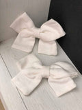 Small Linen Bow Piggy Sets on Clip- ALL colors